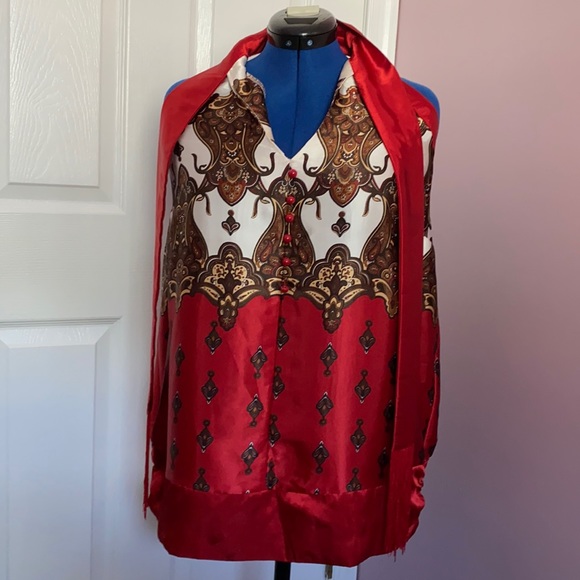 Lane Bryant Tops - Lane Bryant beautiful halter with fringe tassel asian pattern size 20